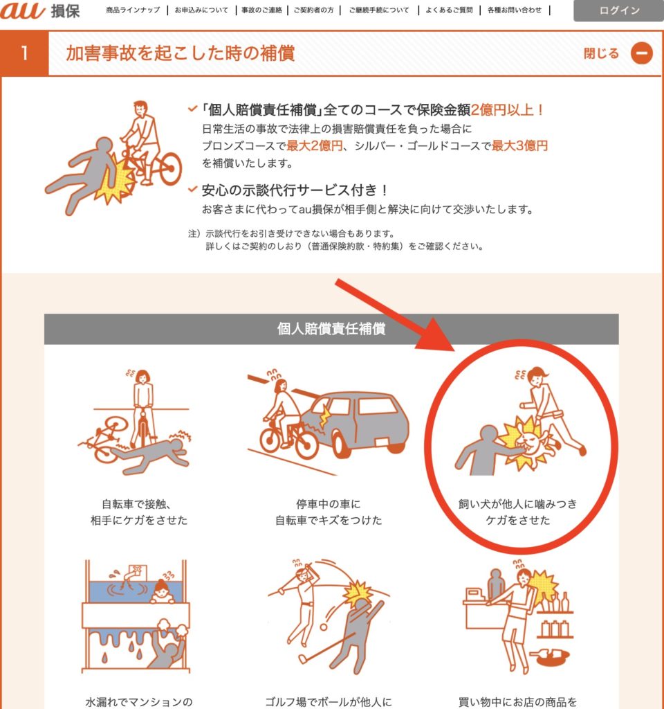 au損保 自転車向け保険bycle 損害補償特約